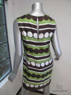 Milly Green/White/Brown Circle Print Sleeveless Dress 2  