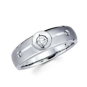 Size  4   .14ct Diamond 14k White Gold Mens Wedding Solitaire Ring 