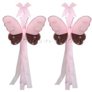  Brown Pink Hailey Butterfly Curtain Tieback Pair / Set 