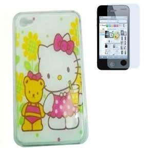 Snap Hard Case+Screen Protector For IPhone 4/4G with Pink Kitty 