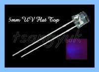 20x 5mm UV Ultra Violet Flat Top LEDs Bulb Free Resistors  