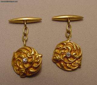 Antique Art Nouveau 18k Gold and Diamonds Cufflinks  
