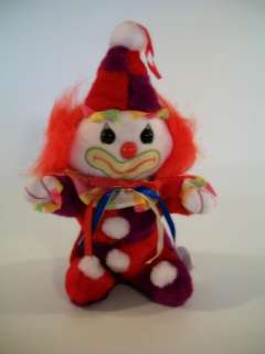Vintage Nanco Stuffed Clown Doll Vivid Purple Red Plush Exterior 