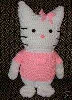 Handmade Crochet Hello Kitty Stuffed Pillow Toy  
