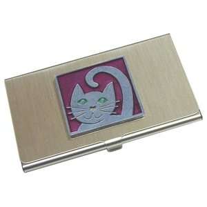  Purple Kitty Cat Business Card Holder / Case Office 