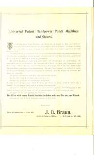 1904 JG BRAUN Catalog SHEET METAL SHEARS PUNCH MACHINES  