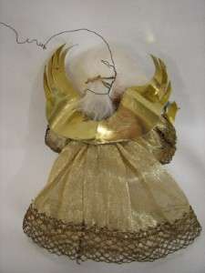 Antique Vtg GOLDEN ANGEL Wax Face Christmas Ornament ~ Germany German 