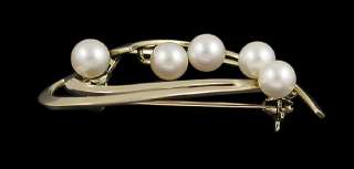 EXQUISITE MIKIMOTO 14K YELLOW GOLD & PEARL PIN BROOCH  