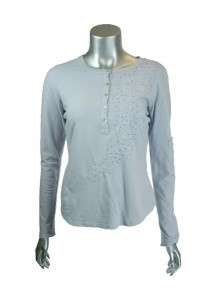 Sutton Studio Womens Lavender Embroidery Henley Top S  