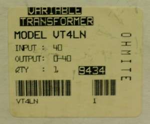Ohmite VT4LN Variable Transformer NOS Variac  