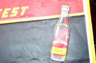   Royal Crown Soda Pop Cola Menu Board Metal Sign W/ Bottle Look@  