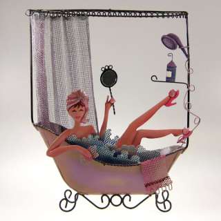   bath Girl earring holder jewelry stand display all metal NEW Purple