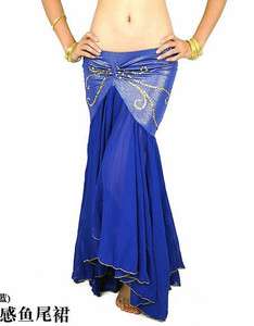 New Sexy Belly Dance Costume Fishtail Skirt bule colour  