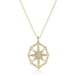 Mizuki 14K Gold and Diamond Outlined Web Starburst Necklace on Chain 