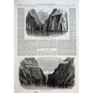 New Zealand, Milford Sound, Antique Print 1869 
