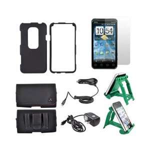  6 Item Bundle Black Case, Screen Protector, Leather Pouch 