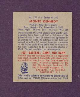 1949 Bowman High #237 Monte Kennedy Giants (EX/MT) *899  