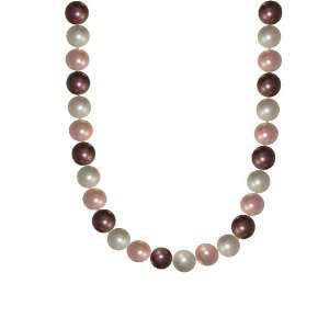 12 12.5mm Shades of Pink Shell Pearl Necklace Accented with Stainless 