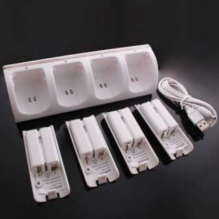 New Charger Dock + 4 x Battery for Nintendo Wi i Remote  