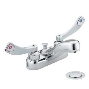   Two Handle Wrist Blade Lavatory Faucet with Metal Pop Up Drain, Chrome