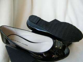 MARC JACOBS SHOES sandals peep toe black wedges patent leather  