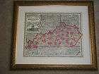 Kentucky 1886 FRAMED Antique STATE map HAND COLORED / matted