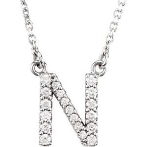 14K White Gold Diamond Initial Necklace N Jewelry