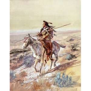   Marion Russell   24 x 30 inches   Indian with Spear