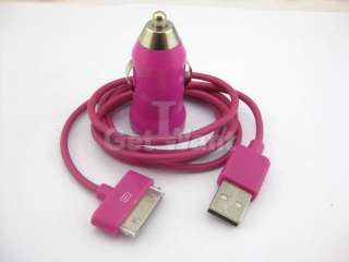 PC USB Data Sync Cable + Car Charger For iPod iTouch iPhone 4s 4 4G 