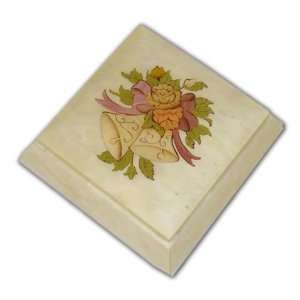  Glossy Ercolano Music Box With Floral Inlay With Bells 30 