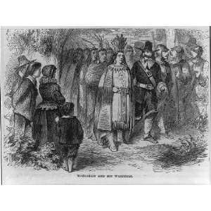  Massasoit,his warriors,marching,New England Settlers