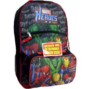 Marvel Heroes Kids Backpack with Detachable Lunch Case Free Wallet