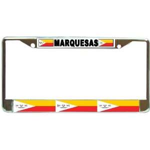  Marquesas Flag Chrome Metal License Plate Frame Holder 