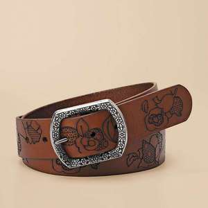 Fossil Lasered Floral Belt S M Small Medium $38 NWT 1 1/2 TAN BROWN 