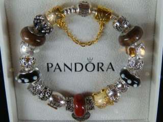 Authentic Pandora Silver Bracelet w 22 Beads & Charms Mother and 