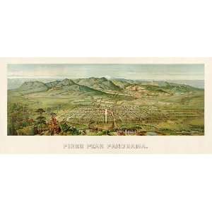  Antique Birds Eye View Map of Colorado Springs and Pikes 
