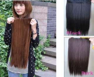2012 new women long straight human hair extension 5 clips on sexy 