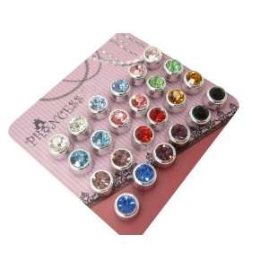  6mm Color Crystal Magnetic Stud Earrings for Kids Girl 