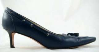 Vintage Brooks Brothers Italian Navy Pointed Toe Leather Tassel Women 