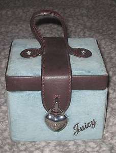 Juicy Couture Blue Velour & Chocolate Brown Leather Jewelry Box  