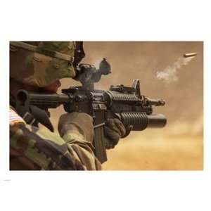  M4 Carbine Firing 24.00 x 18.00 Poster Print