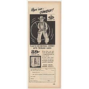  1950 Ideal Mechanical Roping Cowboy Toy Trade Print Ad 