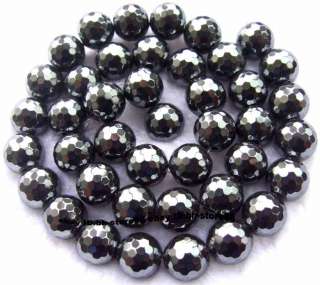 10mm Natural Hematite Round Faceted Gemstone Beads 15  