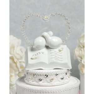  Love Verse Bible Cake Topper with Doves and Daisy Accents 