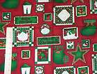 Christmas Collection Stocking, Wreath, Bells, Star, Tree Fabric FQ