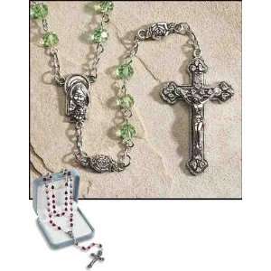  22.5 Long   Ave Maria August (Peridot) Birthstone Rosary 