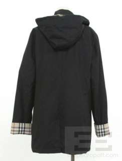 Burberry London Black Kayla Hooded Wool Insert Zip Up Jacket Size 