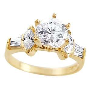 CZ Solitaire Engagement Ring 14k Yellow Gold Bridal (1.50 Carat), Size 
