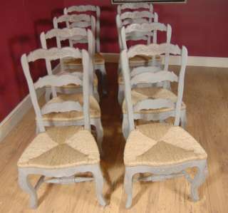 Set 8 English Painted Ladderback Farmhouse Chairs  