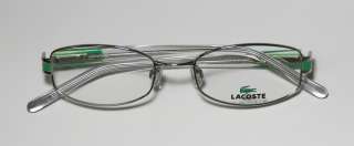NEW LACOSTE 12233 52 18 135 SILVER/CLEAR GREEN INSERTS EYEGLASSES 